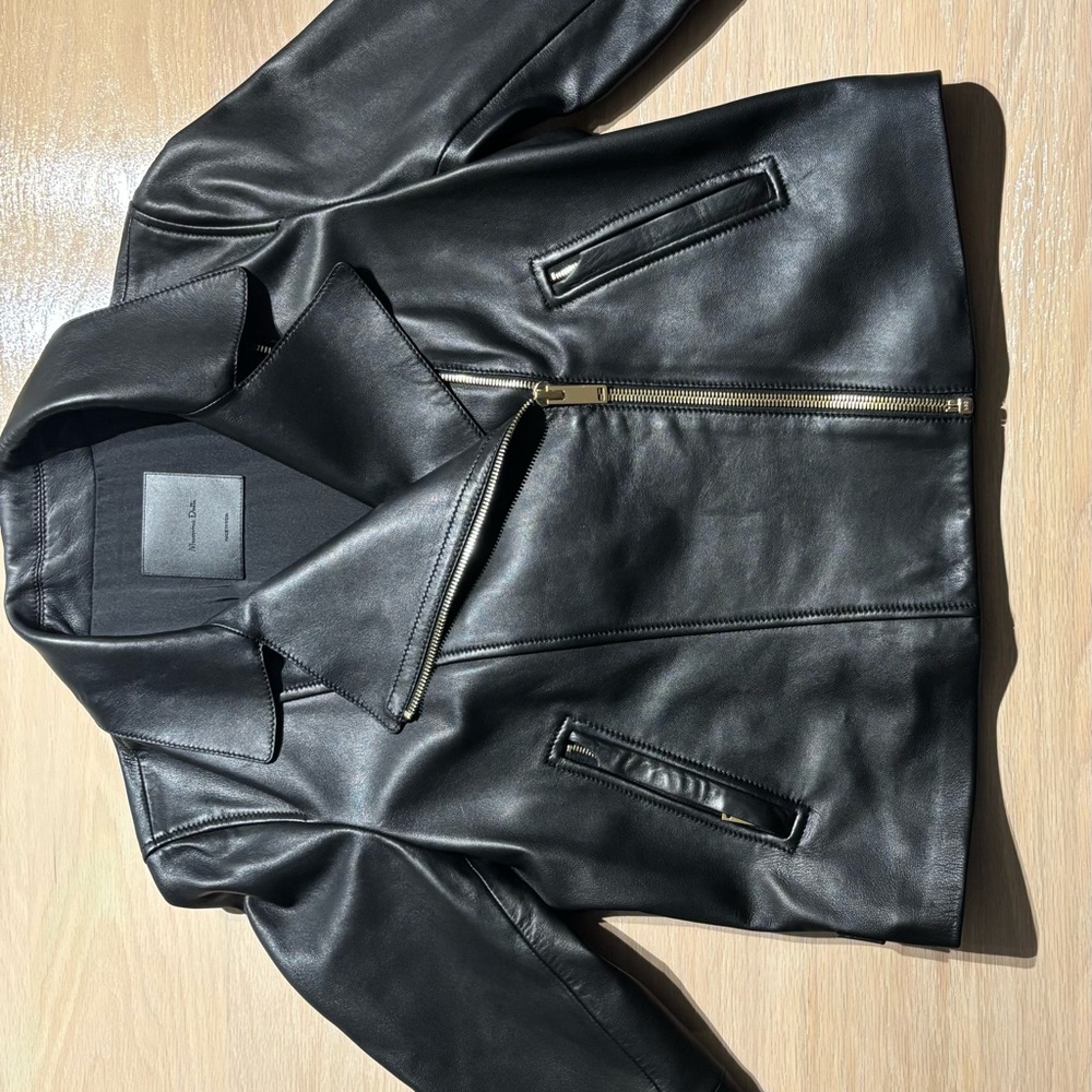 Massimo Dutti Black Leather Jacket